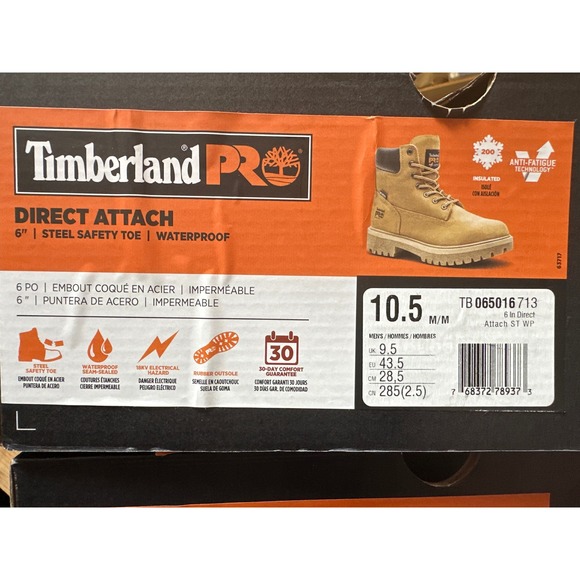 Timberland PRO Direct Attach 6 Inch Steel Toe Waterproof Work Boots Wheat 10.5M main image 5